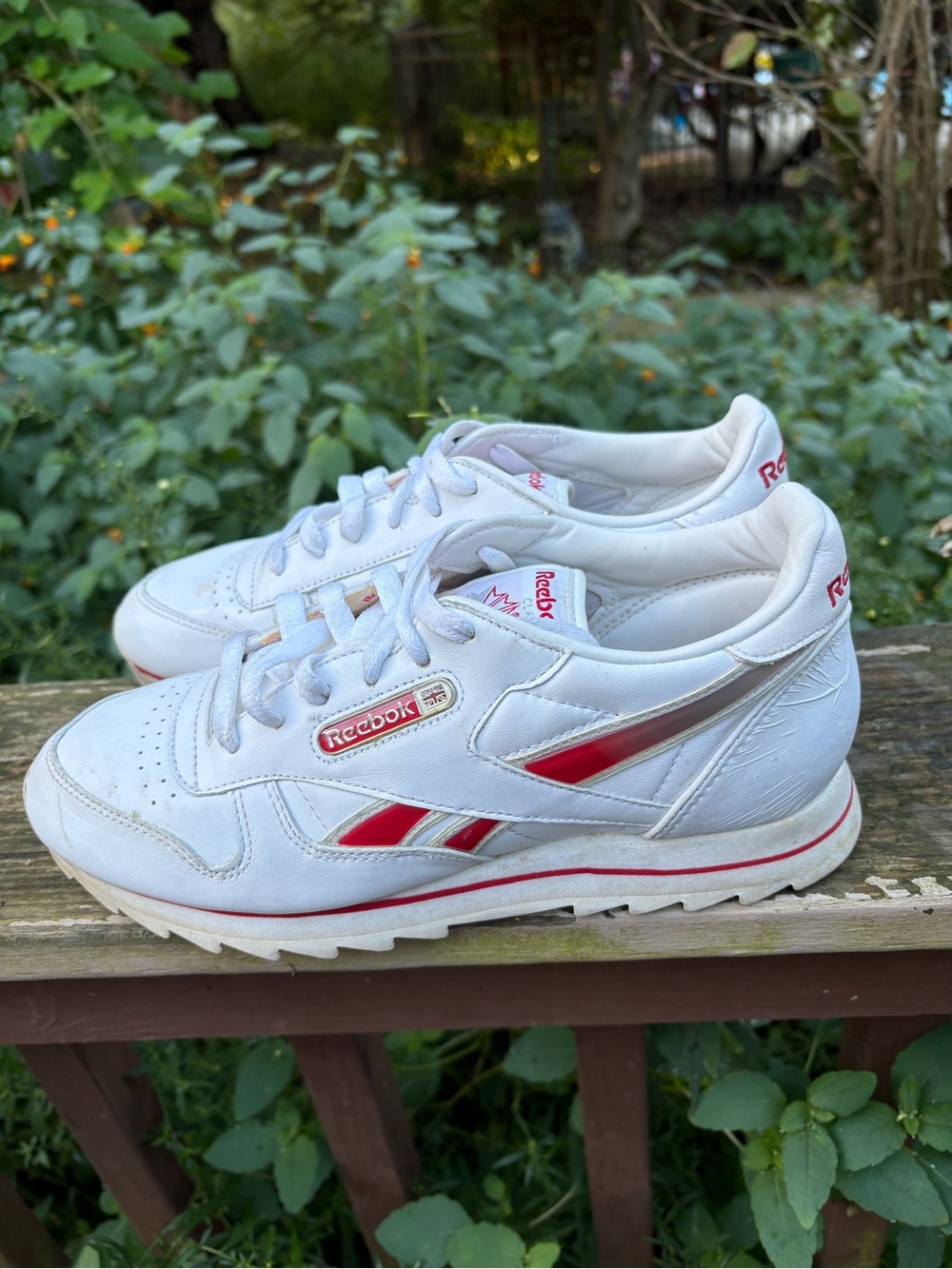 Reebok Men’s White & Red Low-Top Leather Sneakers